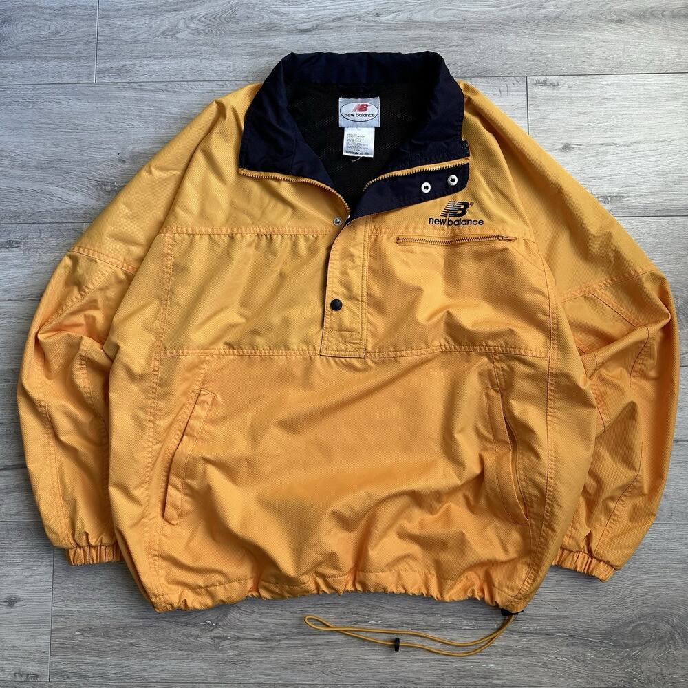 New Balance Vintage Anorak Yellow Jacket Windbreaker L Men 90s Pullover